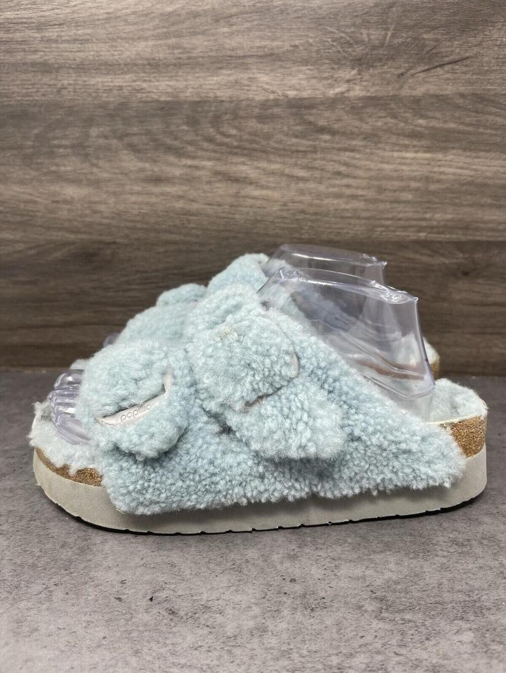Birkenstock Papillio Arizona Big Buckle Sandals Womens Size 8 (39) Blue Shearlin